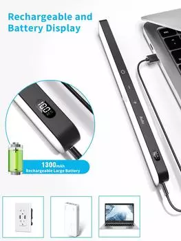 WILLED Cabinet Lights Перезаряжаемый дисплей на батарейках 60 светодиодов Датчик движения Освещение для шкафа Регулируемая яркость Сенсорное управление Ночники