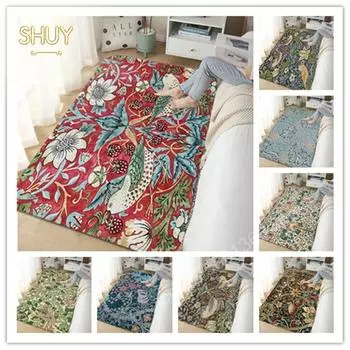 William Morris Клубничный ковер для спальни Ретро-коврик для гостиной Диван Декоративный коврик Коврики для журнального столика Коврики у кровати Нескользящие коврики 30x50cm-12x20in