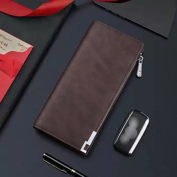 WILLIAMPOLO модный длинный дизайн из микрофибры синтетический кожаный кошелек мужской металлический угловой кошелек для телефона роскошный кошелек черный PL231661 One Size чёрный