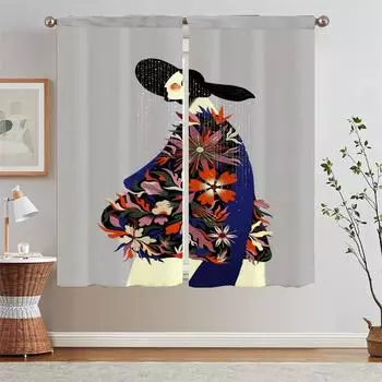 Willian Santiago Bedroom Curtains 2 Pieces Cover Curtain Tiebacks Window Blinds Luxury Curtains for Living Room on Sale Curls W50xH70cmx2pcs-CL