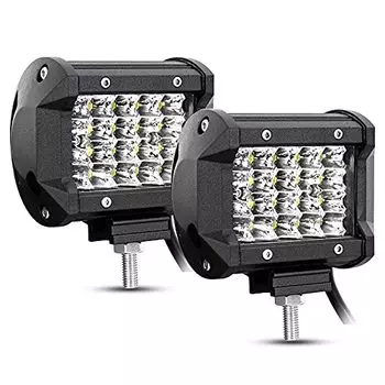 Willpower 4 60W LED Work Light 12V 24V Wide and Narrow Angle LED Floodlight IP67 Light Bar 6000K White Auxiliary Light Outdoor Lighting (2pcs)
