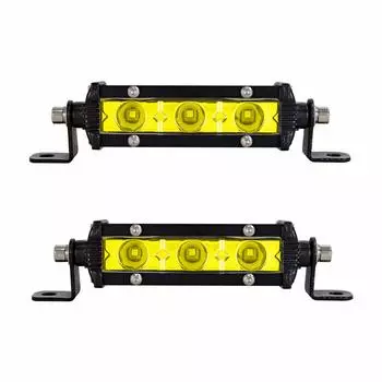 Willpower 5 15W LED Light Bar Single Row LED Work Light 12V 24V Narrow Angle LED Work Light IP67 High Brightness 3000K Yellow Off-Road (2pcs)