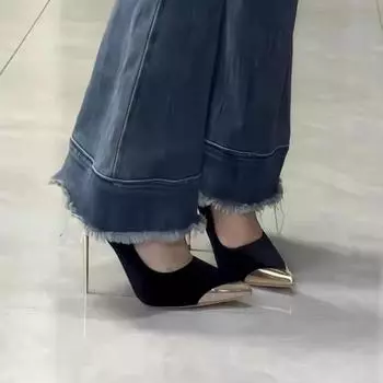 Wind banquet легкие роскошные туфли на высоком каблуке женские тонкие каблуки 2025 новые туфли на очень высоком каблуке с металлическим острым носком из замши 35