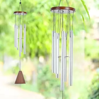 Wind Chimes – Silver 6-Pipe Hanging Showpiece for Balcony, Home & Living Room | Ideal Housewarming Gift & Vastu Dcor & Outdoors