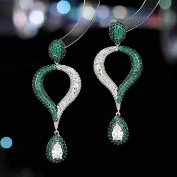 Wind Fashion Преувеличенные атмосферные серьги Tide Luxury Advanced Sense Design Sense Personality Water Drop Temperament Heavy Industry серьги зелёный
