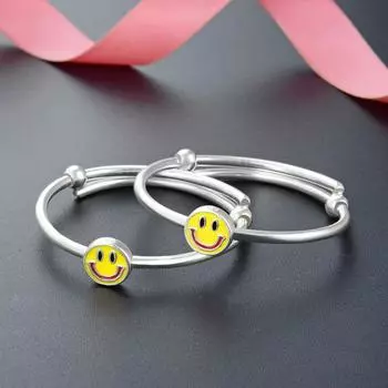 Wind Happy Expression Bag Детский след Серебряный браслет S999 Серебряный детский браслет Пара детских головных уборов Adjustable size