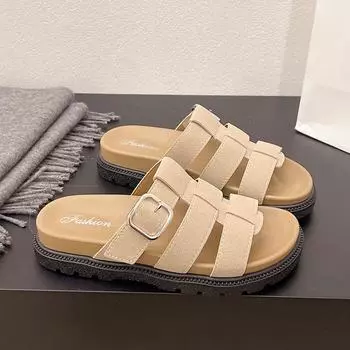 Wind heightened thick-soled slippers women s summer new with skirts retro cool slippers 35