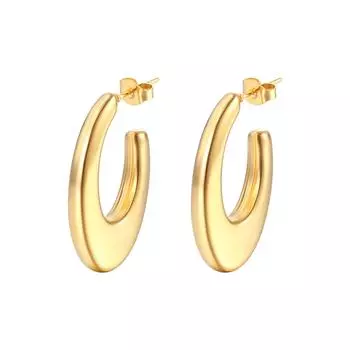 Wind Hollow U-shaped Stainless Steel Earrings Simple Fashion Titanium Steel Women s Temperament Stud Earrings Furnace Vacuum Electroplating Decoration