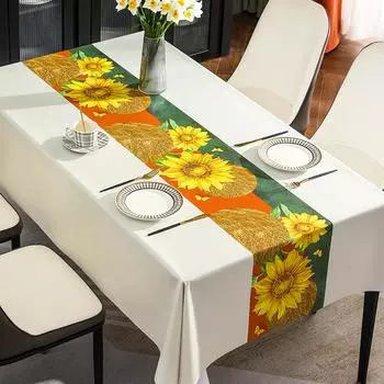 Wind Household Tablecloth Waterproof, Oil-Proof And Anti-Scalding Leave-In Rectangular Pvc Tablecloth Atmosphere Coffee Table Cloth Sunflower 120*120cm