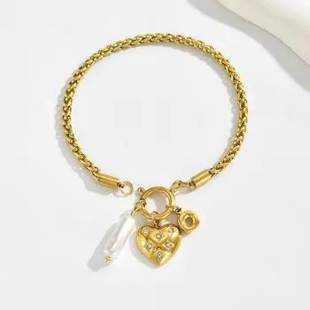 Wind jewelry DIY geometric love inlaid diamond design bracelet versatile high-end jewelry women