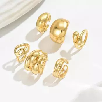 Wind jewelry ins geometric metal curved design ring niche open ring versatile high sense