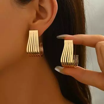 Wind Ladies Explosive Jewelry Geometric Multi-Element Design Gemstone Earrings Versatile Premium Earrings