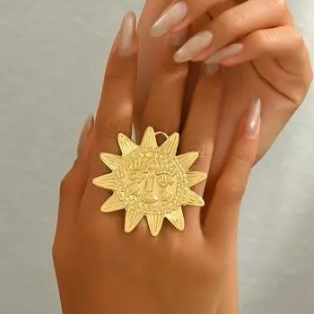 Wind Ladies Ring Personality 14k Electroplating Sunflower Design ins Niche Open Ring Jewelry Women