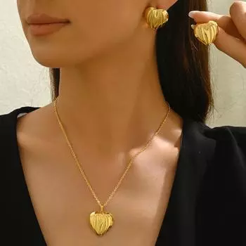 Wind lady long necklace niche love design pleated earrings versatile high-end pendant necklace