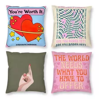 Wind Life Quotes Illustration Pillowcase Cushion Cover Sofa Decorative 40x40cm