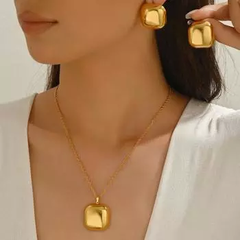 Wind new necklace jewelry set geometric ring design high-end earrings versatile pendant necklace