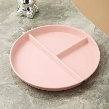 Wind Plastic Breakfast Plate 211 Fat Reduction Plate Korean Grid Plate Household Quantitative Plate Round Fruit Plate