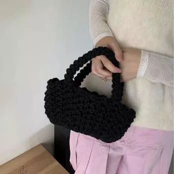 Wind pure hand-woven material bag versatile multi-color portable women s bag finished grandmother bag розовый