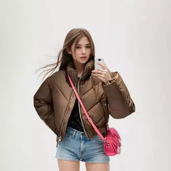 Wind short down cotton clothes women s fashionable high-end cotton clothes thickened loose thermal cotton jacket M