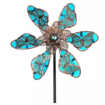 Wind Spinner Windmill Art Decor Butterfly Windmill Fluorescent Garden Decoration Garden Yard High Quality Brand New синий