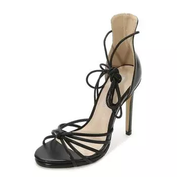 Wind stiletto anklet straps sexy fashion sandals open-toe fashion nightclub catwalk high heels women s shoes flat bottom 36