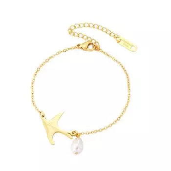 Wind Versatile Swallow Titanium Steel Bracelet Does Not Fade Freshwater Pearl Light Luxury Simple Fairy Stainless Steel Bracelet Female