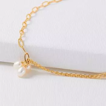 Wind Wheat Ear Design Freshwater Pearl Necklace Clavicle Chain Copper Plated Real Gold Minimalist Temperament Necklace Female Versatile