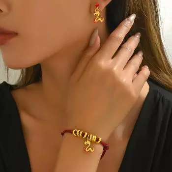 Wind women s earrings bracelet set personalized snake diamond design bracelet versatile high-end stud earrings