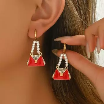 Wind women s earrings personalized dripping oil beaded design earrings versatile diamond-set niche earrings earrings women