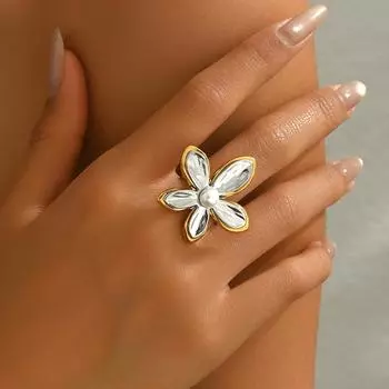 Wind women s ring niche flower set diamond design open ring versatile high-end jewelry