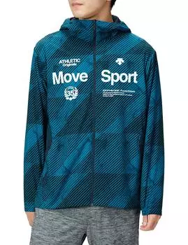 Windbreaker Descente HEATNAVI TOUGH Pattern Graphic Full Zip Hoodie Training Blue L [Move Sports] All-over синий