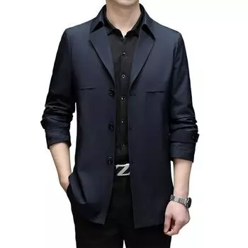 Ветровка мужская куртка в деловом стиле с воротником-стойкой, деловое пальто средней длины, тонкая куртка мужская верхняя часть XXXXL