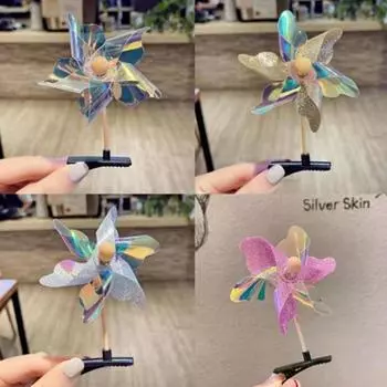 Заколка для волос Windmill с блестками и лазером для девочек, цветная радужная заколка для волос Duckbloss