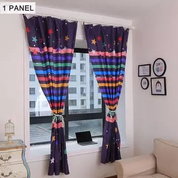 Window Blackout Curtain Livingroom Sheer Decoration Fabric Colorful Print Panels Rainbow Stripe,100*215cm/39.37*84.64inch