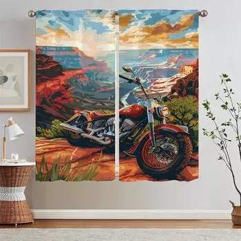 Window Blinds Vintage Locomotive Chiffon Curtain for Children s Room Kitchen Curtains Offers Bedroom Curtains 2 Pieces Blackout W50xH70cmx2pcs-CL