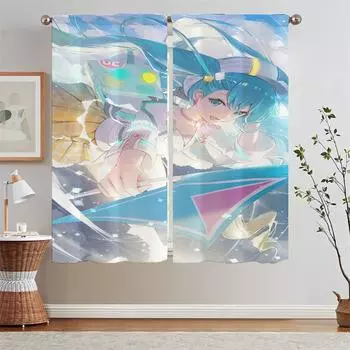 Оконная штора для детской комнаты Короткие оконные шторы Miku, предложения Curls, затемняющие шторы для спальни, жалюзи для гостиной W50xH70cmx2pcs-CL