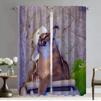 Window Curtain for Room 2 Panel Caracal Curtains for Bedroom Home Interior Curtains Shades Halloween Decoration Partition Living W50xH70cmx2pcs-CL