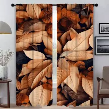 Window Curtain for Room 2 Panel Leaf Down Partition Home Interior Curtains Shades Halloween Decoration Tulle for Bedroom Living W50xH70cmx2pcs-CL