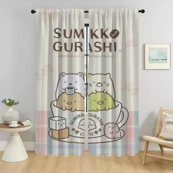 Window Curtain for Room 2 Panel Sumikko Gurashi Modern Living Room Curtains Partition Halloween Decoration Tulle for Bedroom W50xH70cmx2pcs-CL