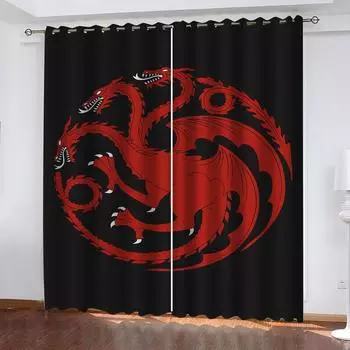 Window Curtains 3D The Chinese Dragon Totem Design Luxury Girls Living Room Bedroom Home Decor 2 Pieces Fashion 2024 W70xH160cmx2&Grommet Top
