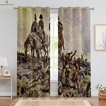 Window Curtains Landscape Starry Sky Oil Painting 3d Printing Curtains Bedroom Study Living Room Decorative Curtains 2 Pieces W50xH130(CM)x2PCS&Grommet Top