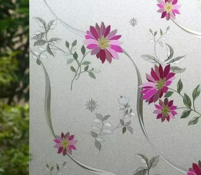 Window Film for Privacy Purple Chrysanthemum Pattern Window Tint for Home Window Glass Sticker for Office 30x100cm