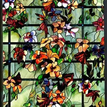 Window Glass Film Camellia Privacy Protection Opaque Decorative Water-Proof Frosted Stained Window Sticker 30x100cm