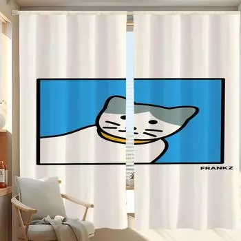Window Home Interior Kitchen Curtains for Living Room 2 Pieces Blackout Curtains Door Curtain Cat Bedroom Decoration Partition W50xH70cmx2pcs-CL