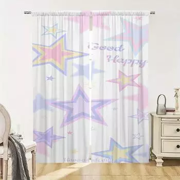Window Home Interior Kitchen Curtains for Living Room 2 Pieces Blackout Curtains Door Curtain Star Bedroom Decoration Partition W50xH70cmx2pcs-CL