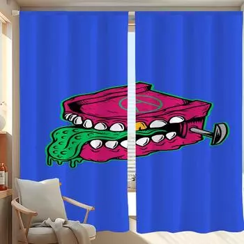 Window Kitchen Curtains for Living Room 2 Pieces Blackout Curtains Door Curtain Personalized Icons Partition Bedroom Decoration W50xH70cmx2pcs-CL