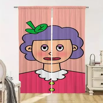 Window Kitchen Curtains for Living Room 2 Pieces Blackout Curtains Door Curtain Homemade Girl Bedroom Decoration Partition Shade W50xH70cmx2pcs-CL