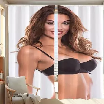 Window Kitchen Curtains for Living Room 2 Pieces Blackout Curtains Door Curtain Swimsuit Beauty Bedroom Decoration Partition W50xH70cmx2pcs-CL