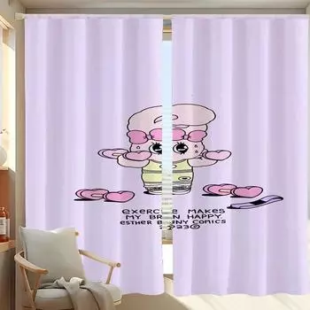 Window Kitchen Curtains for Living Room 2 Pieces Blackout Curtains Door Curtain Kawaii Rabbit Partition Bedroom Decoration Shade W50xH70cmx2pcs-CL