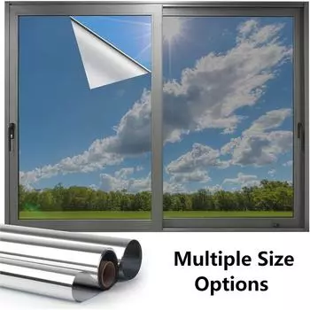 Window Privacy Film One Way Daytime Privacy Static Cling Sun Blocking Anti UV Reflective Window Tint for Home and Office Silver 30x100cm